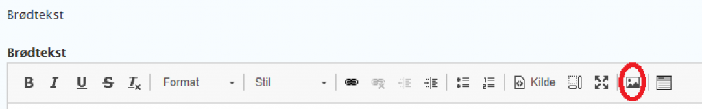 Knapp for bilde i verktøylinjen til brødtekst